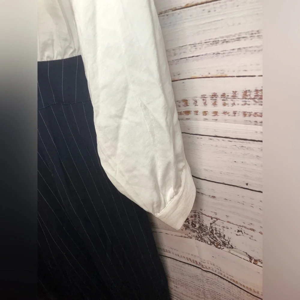 Blue and White Pinstripe Jumpsuit